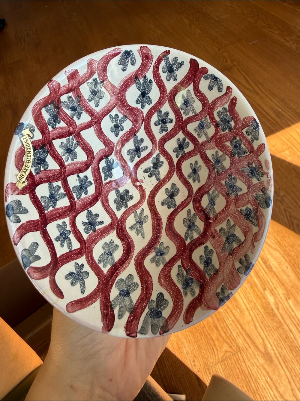 Handmade Swedish ceramic dish by AB AKE Blomquist